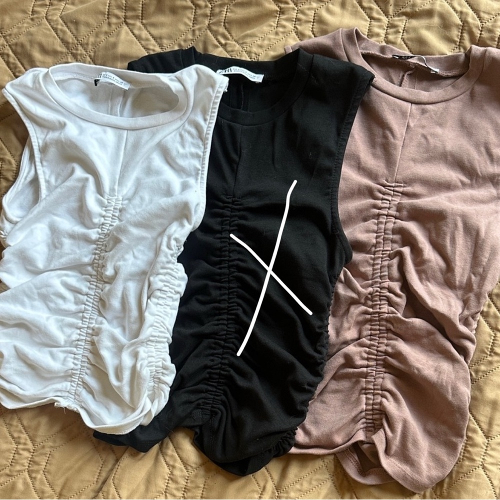 Zara Ruched Tank Crop 3 pack